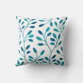装飾的な装飾用クッション|のティール（緑がかった色）の青い花パターン クッション (裏面)