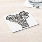 装飾的な象のスタイル スクエアペーパーコースター (アングル)