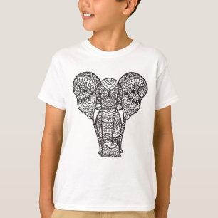 装飾的な象のスタイル Tシャツ