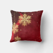 装飾的な赤い金ゴールドの雪片ボールメリークリスマス クッション (裏面)