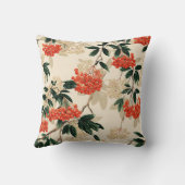 装飾的な赤と白果実デザイン クッション (裏面)