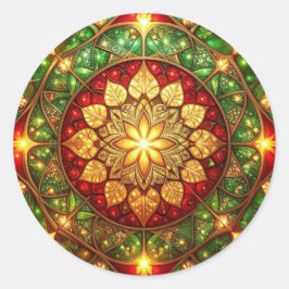 装飾的な赤と緑のホリデーシール ラウンドシール