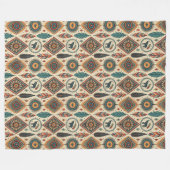 装飾的な部族ブランケットのシンボル伝統プリント フリースブランケット (正面(横))