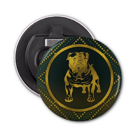 装飾的な金エンボス-英国のブルドッグ 栓抜き (正面)