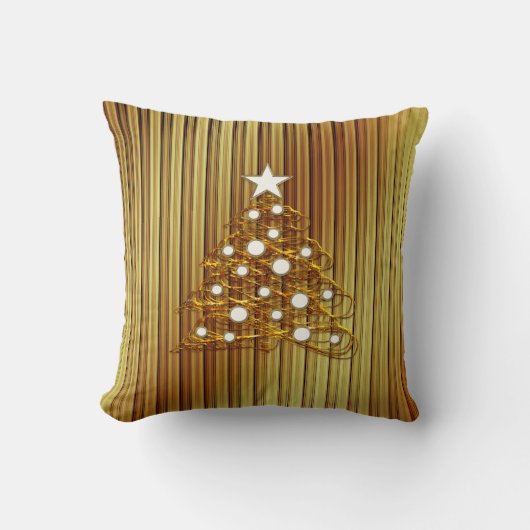 装飾的な金クリスマスツリーの枕 クッション (正面)