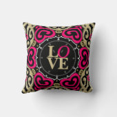 装飾的な金ゴールド及びショッキングピンク愛枕 クッション (裏面)