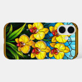 装飾的な金枠の鮮やかな黄色の蘭 Case-Mate iPhoneケース (裏面 (横))