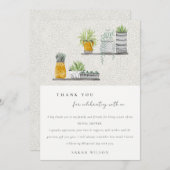 装飾的な鉢植えの葉の多い植物のブライダルシャワー サンキューカード (正面/裏面)