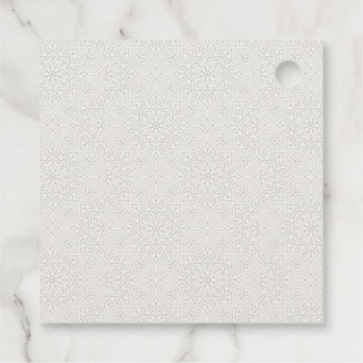 装飾的な鉢植えの葉の植物を使ったブライダルシャワーのおしゃれなデザイン フェイバータグ (裏面)