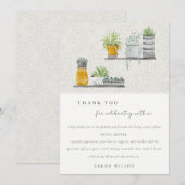 装飾的な鉢植えの葉の植物を使用したブライダルシャワーのおしゃれなデザイン サンキューカード (正面/裏面)