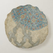 装飾的な銀製のタペストリーの生け花 ラウンドクッション (裏面)