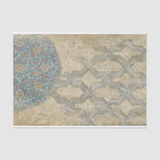 装飾的な銀製のタペストリーの生け花 薄葉紙 (正面)