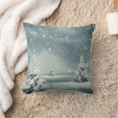 装飾的な雪の青及び白い球のメリークリスマス クッション (ブランケット)