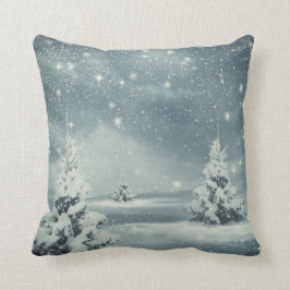 装飾的な雪の青及び白い球のメリークリスマス クッション