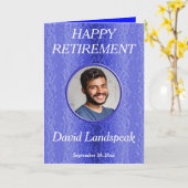 装飾的な青いメタル1枚のフォトコラージュのリタイアメント カード (黄色い花)