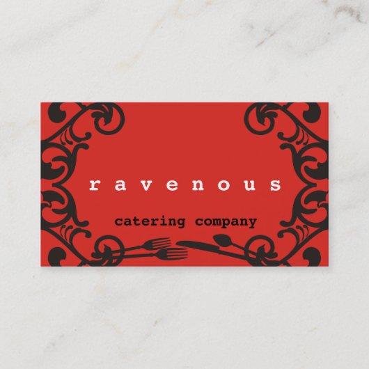 装飾的な食べ物の道具ケイタリングビジネスカード 名刺 (正面)