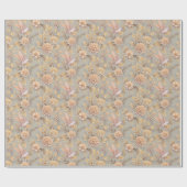 装飾的な鳥の花柄 ラッピングペーパー (フラット)