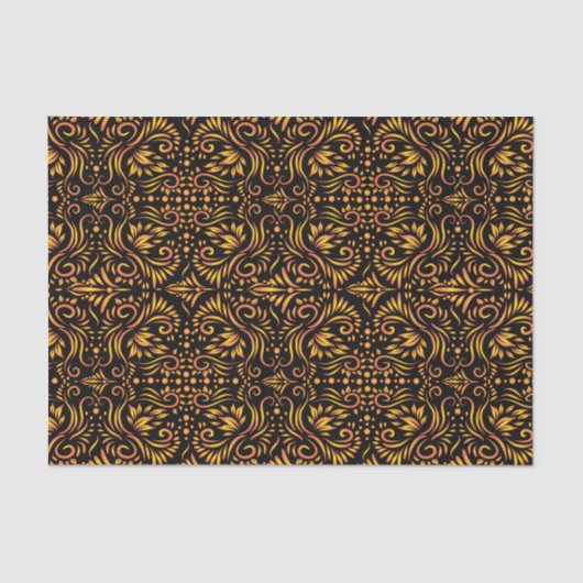 装飾的な黒および金ゴールド 薄葉紙 (正面)