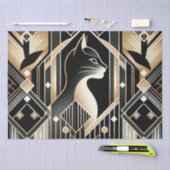 装飾的な黒猫の抽象的なティッシュペーパー 薄葉紙 (クラフト)