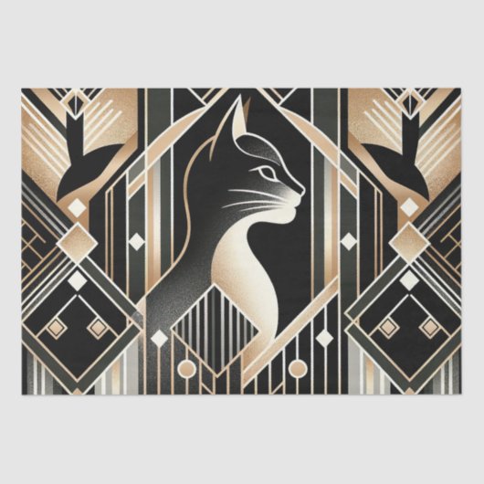 装飾的な黒猫の抽象的なティッシュペーパー 薄葉紙 (正面)