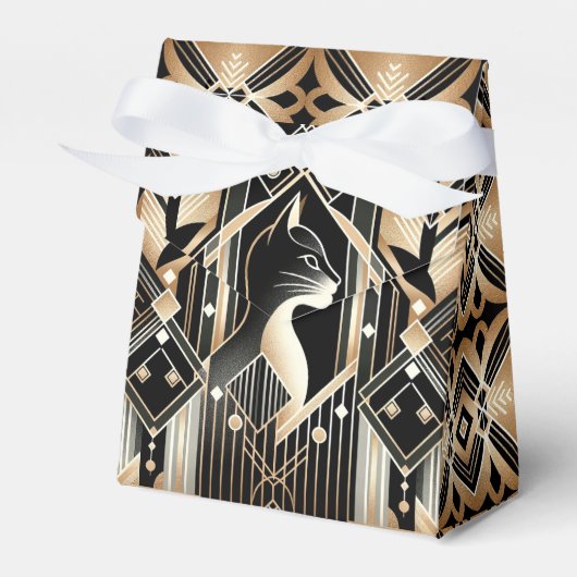 装飾的な黒猫抽象的なギフトボックス フェイバーボックス (正面サイド)