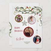 装飾的な4枚の写真のホリデーグリーティングカード シーズンカード (正面/裏面)
