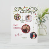 装飾的な4枚の写真のホリデーグリーティングカード シーズンカード (スタンド正面)