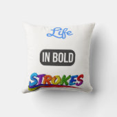 装飾的な「ストロークはっきりした内のライフ感動的」 クッション (裏面)