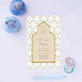 装飾的な バイリンガル WALIMA ニカ・ムスリム結婚式 チラシ (シングル)