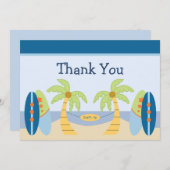 装飾的な「ビーチベビー」シャワーサンキューカード サンキューカード (正面/裏面)