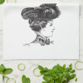 装飾的なElegantヴィンテージの女性白黒の19世紀 キッチンタオル (折り畳み)