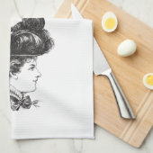 装飾的なElegantヴィンテージの女性白黒の19世紀 キッチンタオル (四つ折り)