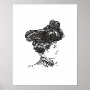 装飾的なElegantヴィンテージの女性白黒の19世紀 ポスター