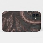 装飾的に縫い付けられた茶色のヴィンテージレザー模様Ca Case-Mate iPhoneケース (裏面(横))