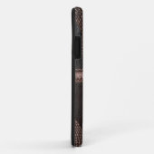 装飾的に縫い付けられた茶色のヴィンテージレザー模様Ca Case-Mate iPhoneケース (裏面/右)