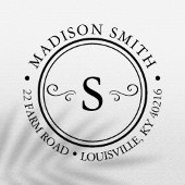 装飾的に華やかなシックなサークルモノグラムアドレス セルフインキングスタンプ