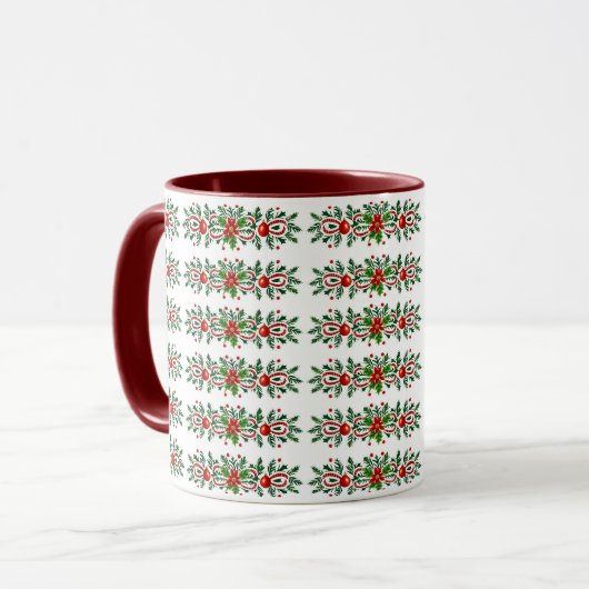 装飾的エレガント植物性クリスマス マグカップ (正面左)