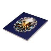 装飾的クラーケン海の生き物グラムタコビーチ タイル (側面)