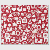 装飾的クリスマスパターン ラッピングペーパー (フラット)