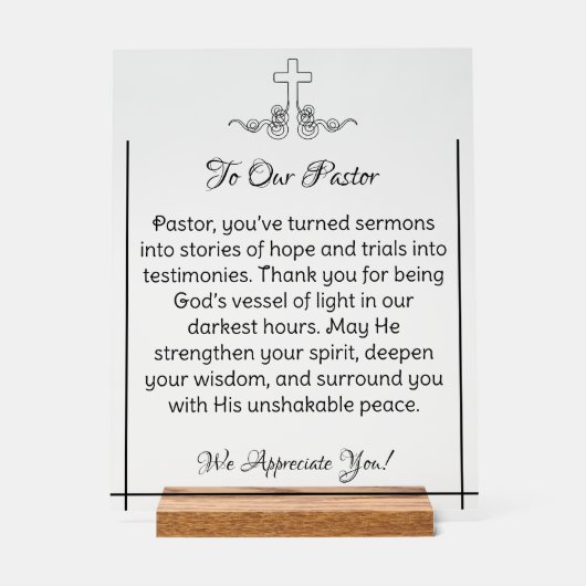 装飾的クロス牧師の鑑賞アクリル記号 アクリルサイン (正面)