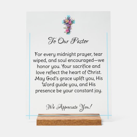 装飾的クロス牧師の鑑賞アクリル記号 アクリルサイン (正面)