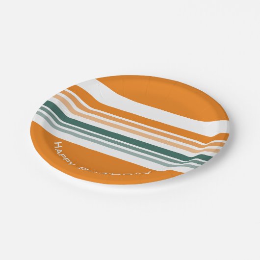 装飾的ストライプ ペーパープレート (アングル)
