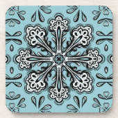 装飾的スノーフレークおもしろい抽象芸術ブルーウィンター コースター (正面)