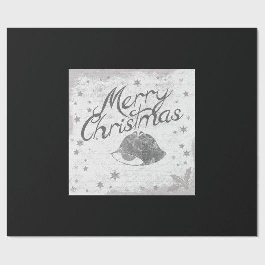 装飾的メリークリスマスオーナメントエレガントブラック ラッピングペーパー (フラット)