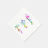 装飾的レインボー文字。 スタンダードカクテルナプキン (角)