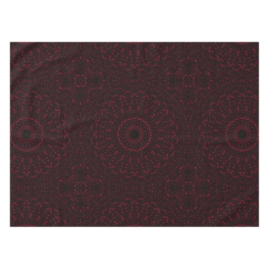 装飾的対称性を持つブルゴーニュ赤マンダラ テーブルクロス (正面(横))