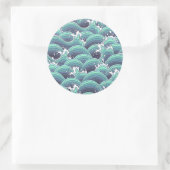 装飾的海波の背景 ラウンドシール (バッグ)