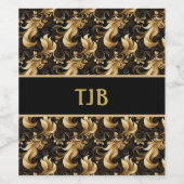 装飾的真点処理された黒金ゴールドワインラベル ワインラベル (シングルラベル)