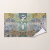 装飾的芸術的な緑の黄色のグレーの美学 ハンドタオル (ハンドタオル)