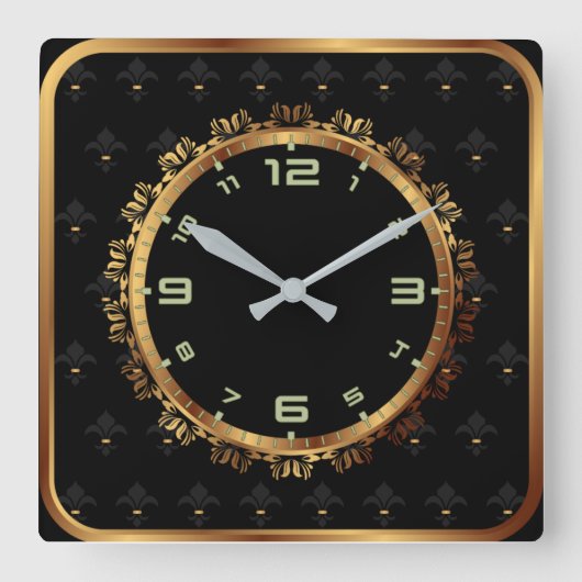 装飾的 エレガント スクエア壁時計 (正面)